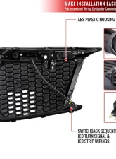 Spec-D Switchback LED Sequential Signal Fog Light Mesh Bezels (Glossy Black Housing/Clear Lens) Subaru WRX | STI 2018-2021                                     - LDR-WRX18GBV2-SQ-VS - Image 7
