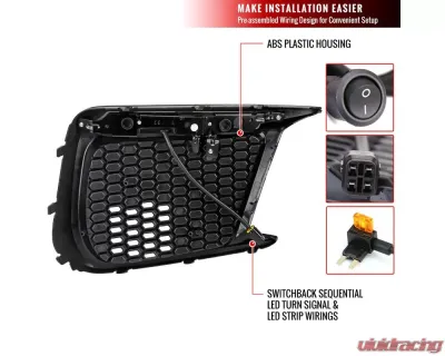 Spec-D Switchback LED Sequential Signal Fog Light Mesh Bezels (Glossy Black Housing/Clear Lens) Subaru WRX | STI 2018-2021 - LDR-WRX18GBV2-SQ-VS