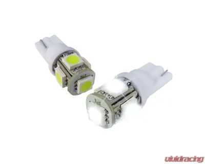 Spec-D T10 White 5 SMD Wedge LED License Plate, Side Marker & Lamp Light Bulb (2pc) - LED-194WH-03