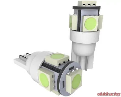 Spec-D T10 White 5 SMD Wedge LED License Plate, Side Marker & Lamp Light Bulb (2pc) - LED-194WH-03