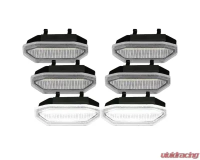 Spec-D Front Grille LED Driving Lights - 6pc (Chrome Housing/Clear Lens) Ford Mustang 2015-2017 - LED-MST15CLEDG6-VS