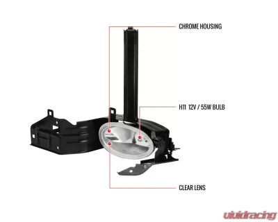 Spec-D H11 Fog Lights Kit (Chrome Housing/Clear Lens) Honda Accord 2008-2010 - LF-ACD082COEM-HZ