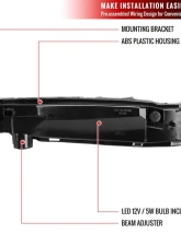 Spec-D LED Fog Lights Kit w/ Switch & Wiring Harness (Chrome Housing/Clear Lens) Honda Accord 2018-2020                                     - LF-ACD184CLED-HZ - Image 8