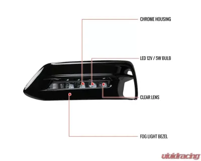 Spec-D LED Fog Lights Kit w/ Switch & Wiring Harness (Chrome Housing/Clear Lens) Honda Accord 2018-2020 - LF-ACD184CLED-HZ