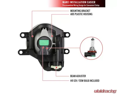 Spec-D H11 Projector Fog Lights Kit (Chrome Housing/Clear Lens) Dodge Charger 2015-2020 - LF-CHG15COEM-DL