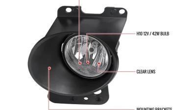 Spec-D H10 Fog Lights Kit (Chrome Housing/Clear Lens) Ford F-150 | Lincoln Mark LT 2006-2008                                     - LF-F15006COEM-HZ - Image 9