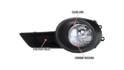 Spec-D 12V/55W H11 Fog Lights Kit (Chrome Housing/Clear Lens) Toyota Highlander 2008-2011                                     - LF-HLDR08COEM-V2-HZ - Image 2