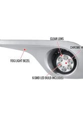 Spec-D 6-LED Fog Lights Kit (Chrome Housing/Clear Lens) Toyota Highlander 2011-2013                                     - LF-HLDR11CLED-HZ - Image 6