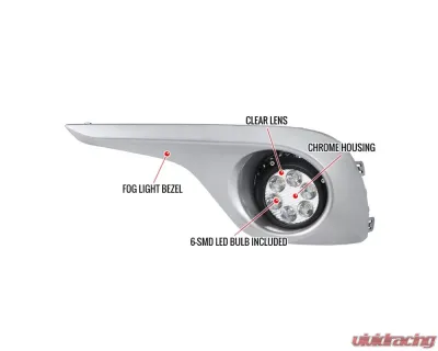Spec-D 6-LED Fog Lights Kit (Chrome Housing/Clear Lens) Toyota Highlander 2011-2013 - LF-HLDR11CLED-HZ