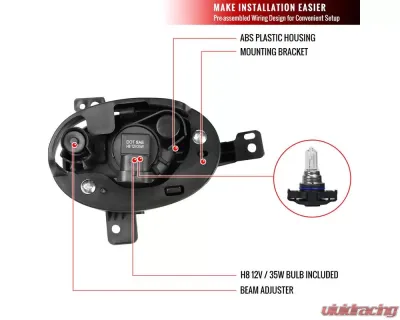 Spec-D H8 Fog Lights Kit w/ Switch & Wiring Harness (Chrome Housing/Clear Lens) Honda HR-V 2016-2018 - LF-HRV16COEM-HZ