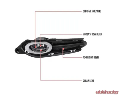 Spec-D H8 Fog Lights Kit w/ Switch & Wiring Harness (Chrome Housing/Clear Lens) Honda HR-V 2016-2018 - LF-HRV16COEM-HZ