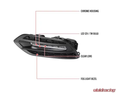 Spec-D LED Projector Fog Lights Kit (Chrome Housing/Clear Lens) Honda HR-V 2019-2020 - LF-HRV19CLED-DL