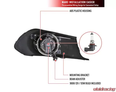 Spec-D 9006 Fog Lights Kit w/ Switch & Wiring Harness (Chrome Housing/Clear Lens) Volkswagen Jetta 2011-2014 - LF-JET114COEM-HZ