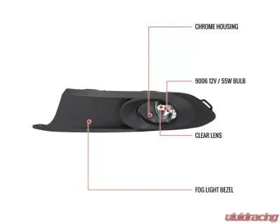 Spec-D 9006 Fog Lights Kit w/ Switch & Wiring Harness (Chrome Housing/Clear Lens) Volkswagen Jetta 2011-2014 - LF-JET114COEM-HZ