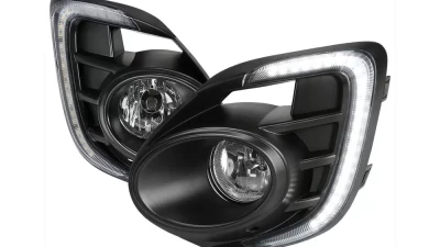 Spec-D H16 Fog Lights Kit w/ Integrated LED Light Strip & Turn Signal Lights (Chrome Housing/Clear Lens) Mitsubishi Outlander 2016-2020                                     - LF-LAN16CDRL-DL - Image 10