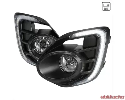 Spec-D H16 Fog Lights Kit w/ Integrated LED Light Strip & Turn Signal Lights (Chrome Housing/Clear Lens) Mitsubishi Outlander 2016-2020 - LF-LAN16CDRL-DL