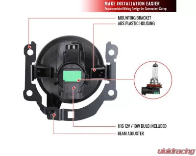 Spec-D H16 Fog Lights Kit w/ Integrated LED Light Strip & Turn Signal Lights (Chrome Housing/Clear Lens) Mitsubishi Outlander 2016-2020 - LF-LAN16CDRL-DL