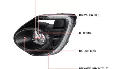 Spec-D H16 Fog Lights Kit w/ Integrated LED Light Strip & Turn Signal Lights (Chrome Housing/Clear Lens) Mitsubishi Outlander 2016-2020                                     - LF-LAN16CDRL-DL - Image 9