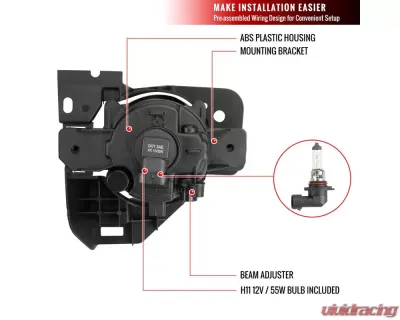 Spec-D H11 Fog Lights Kit w/ Switch & Wiring Harness (Chrome Housing/Clear Lens) Nissan Maxima 2009-2014 - LF-MAX09COEM-HZ