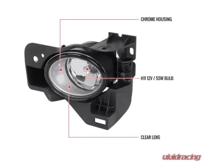 Spec-D H11 Fog Lights Kit w/ Switch & Wiring Harness (Chrome Housing/Clear Lens) Nissan Maxima 2009-2014 - LF-MAX09COEM-HZ