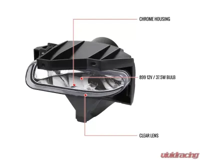 Spec-D 899 Fog Lights Kit w/ Switch & Wiring Harness (Chrome Housing/Clear Lens) Ford Mustang 1999-2004 - LF-MST99C-HZ