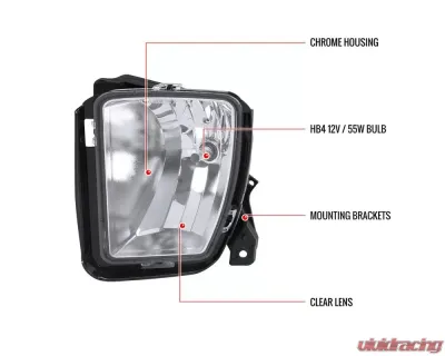 Spec-D 9006 Fog Lights Kit (Chrome Housing/Clear Lens) Dodge Ram 1500 2013-2018 - LF-RAM1315COEM-HZ
