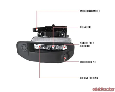 Spec-D LED Fog Lights Kit (Chrome Housing/Smoked Lens) Dodge Ram 1500 2019-2024 - LF-RAM1915GLED-DL