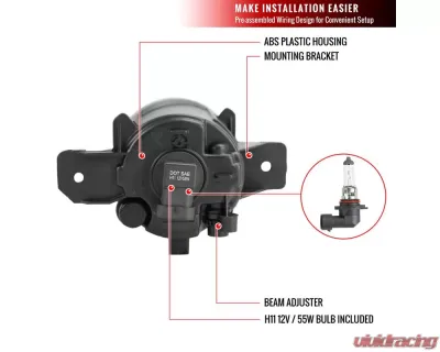 Spec-D H11 Fog Lights Kit w/ Switch & Wiring Harness (Chrome Housing/Clear Lens) Nissan Rogue 2014-2016 - LF-RGE14COEM-HZ