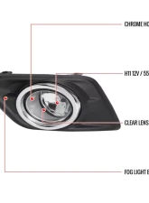 Spec-D H11 Fog Lights Kit w/ Switch & Wiring Harness (Chrome Housing/Clear Lens) Nissan Rogue 2014-2016                                     - LF-RGE14COEM-HZ - Image 9