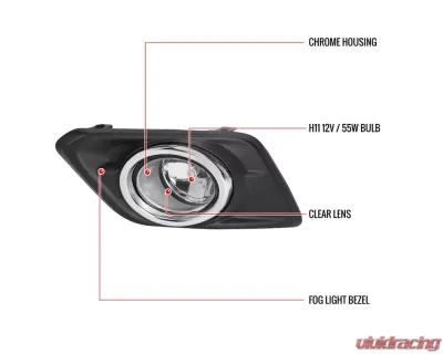 Spec-D H11 Fog Lights Kit w/ Switch & Wiring Harness (Chrome Housing/Clear Lens) Nissan Rogue 2014-2016 - LF-RGE14COEM-HZ