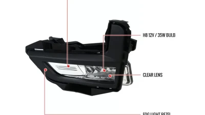 Spec-D H8 Fog Lights Kit (Chrome Housing/Clear Lens) Nissan Rogue 2017-2018                                     - LF-RGE17COEM-HZ - Image 9