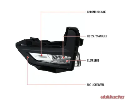 Spec-D H8 Fog Lights Kit (Chrome Housing/Clear Lens) Nissan Rogue 2017-2018 - LF-RGE17COEM-HZ