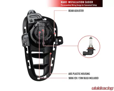 Spec-D 9006 Projector Fog Lights Kit (Chrome Housing/Clear Lens) Kia Rio 2018-2020 - LF-RIO18COEM-V2-DL
