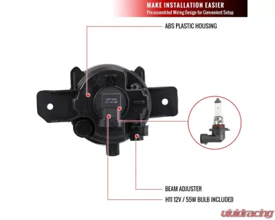 Spec-D H11 Fog Lights Kit w/ Switch & Wiring Harness (Chrome Housing/Clear Lens) Nissan Sentra 2013-2015 - LF-SEN13COEM-HZ