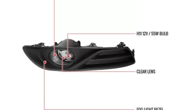 Spec-D H11 Fog Lights Kit w/ Switch & Wiring Harness (Chrome Housing/Clear Lens) Nissan Sentra 2013-2015                                     - LF-SEN13COEM-HZ - Image 9
