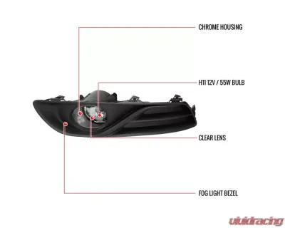 Spec-D H11 Fog Lights Kit w/ Switch & Wiring Harness (Chrome Housing/Clear Lens) Nissan Sentra 2013-2015 - LF-SEN13COEM-HZ