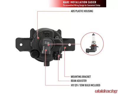 Spec-D H11 Fog Lights Kit w/ Switch & Wiring Harness (Chrome Housing/Clear Lens) Nissan Versa 2012-2014 - LF-VSA12COEM-HZ