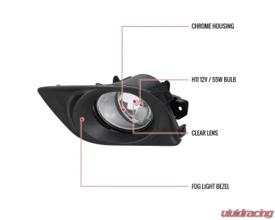 Spec-D H11 Fog Lights Kit w/ Switch & Wiring Harness (Chrome Housing/Clear Lens) Nissan Versa 2012-2014 - LF-VSA12COEM-HZ