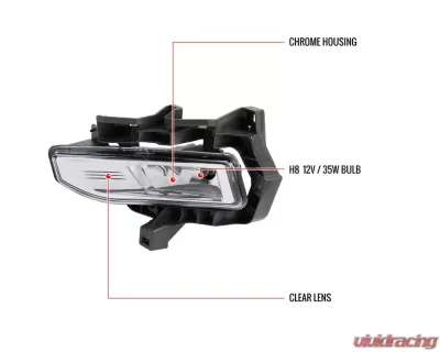 Spec-D H8 Fog Lights Kit (Chrome Housing/Clear Lens) Nissan Versa Note 2017-2019 - LF-VSN17COEM-HZ