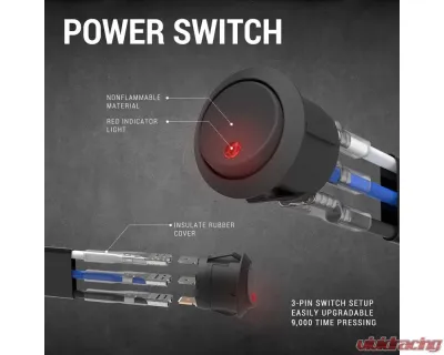Spec-D Universal 9' 12 Gauge Fog Lights Wiring Harness Kit w/ 1 Connector, Fuse, On/Off Switch, & Relay - LF-WIRE12-S-RS