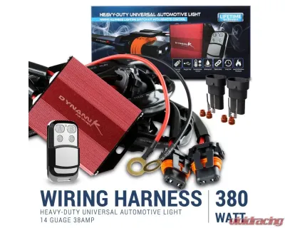 Spec-D Universal 9' 14 Gauge Fog Lights Wiring Harness Kit w/ 2 Connectors, Fuse, Relay, & Remote - LF-WIRE14-RC-RS