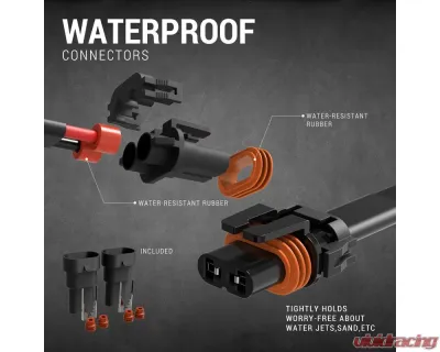 Spec-D Universal 9' 14 Gauge Fog Lights Wiring Harness Kit w/ 2 Connectors, Fuse, Relay, & Remote - LF-WIRE14-RC-RS