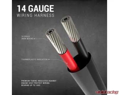 Spec-D Universal 9' 14 Gauge Fog Lights Wiring Harness Kit w/ 2 Connectors, Fuse, Relay, & Remote - LF-WIRE14-RC-RS