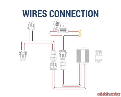 Spec-D Universal 9' 14 Gauge Fog Lights Wiring Harness Kit w/ 2 Connectors, Fuse, Relay, & Remote - LF-WIRE14-RC-RS