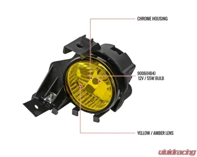 Spec-D 9006 HB4 Fog Lights Kit w/ Switch & Wiring Harness (Chrome Housing/Yellow Lens) Subaru Impreza | WRX 2008-2011 - LF-WRX08AMOEM-HZ