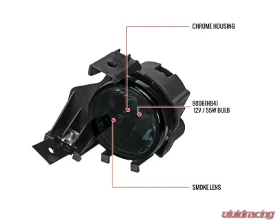 Spec-D 9006 HB4 Fog Lights Kit w/ Switch & Wiring Harness (Chrome Housing/Smoke Lens) Subaru Impreza | WRX 2008-2011 - LF-WRX08GOEM-HZ