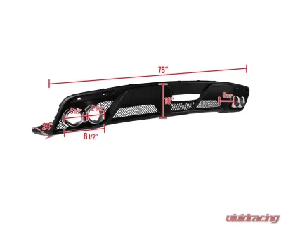 Spec-D Black Polypropylene Rear Diffuser w/ Dual Stainless Steel Muffler Tips Ford Mustang 2015-2017 - LFRD-MST15GT-BN