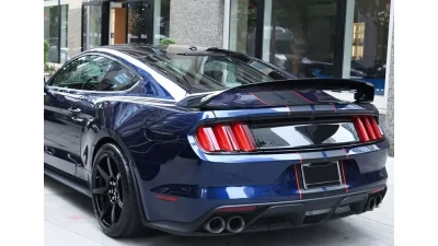 Spec-D Black Polypropylene GT350 Style Rear Diffuser w/ Dual Stainless Steel Muffler Tips Ford Mustang 2015-2017                                     - LFRD-MST15GT-BN - Image 10