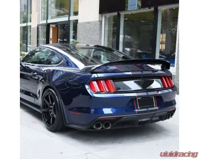 Spec-D Black Polypropylene Rear Diffuser w/ Dual Stainless Steel Muffler Tips Ford Mustang 2015-2017 - LFRD-MST15GT-BN