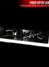 Spec-D LED Bar Crystal Headlights (Chrome Housing/Clear Lens) Chevrolet | GMC 1988-1999                                     - LH-C1088-G3-GO - Image 2